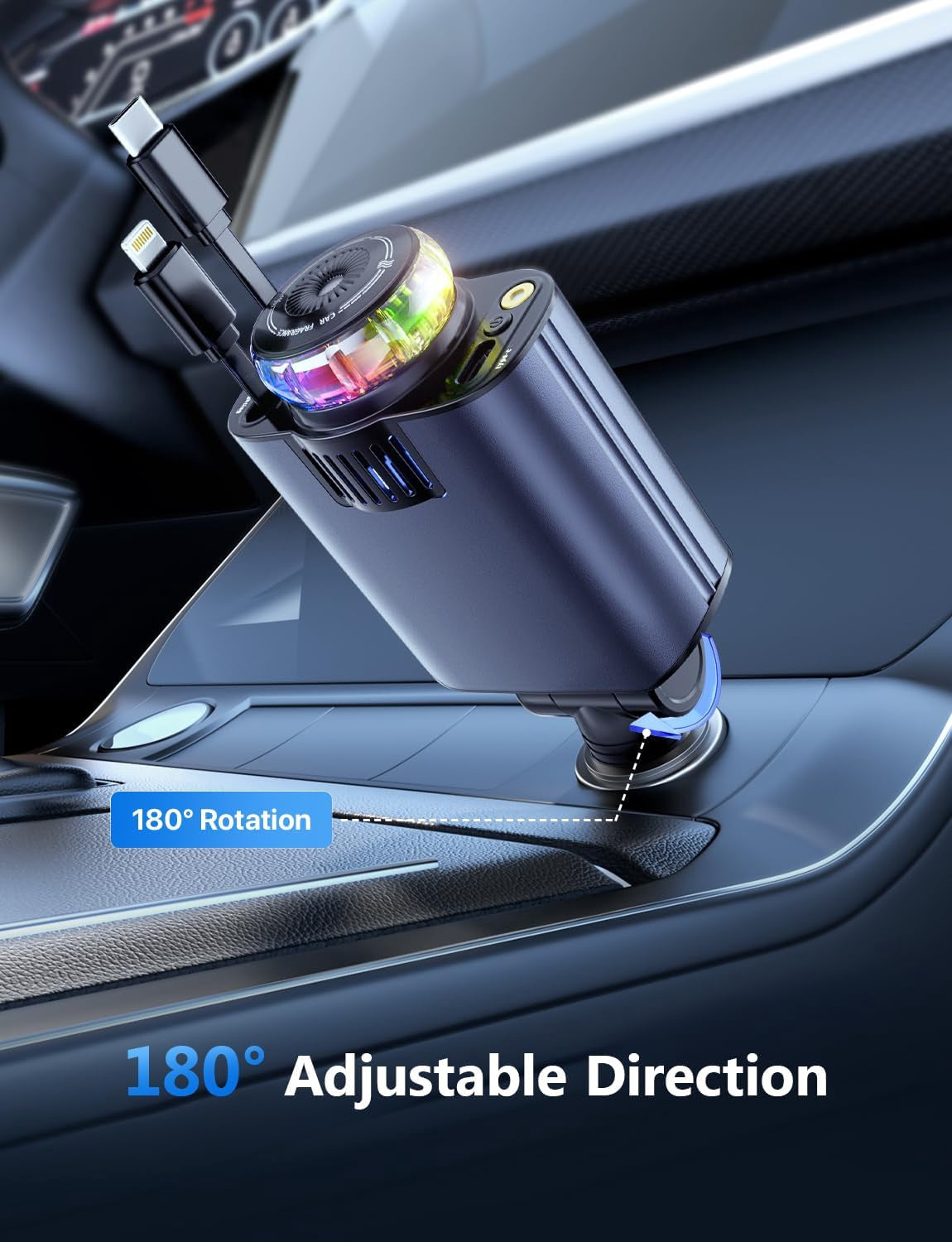Charger Car Starlight Retractable Car Charger with Car Aromatherapy Essential Oil Diffuser