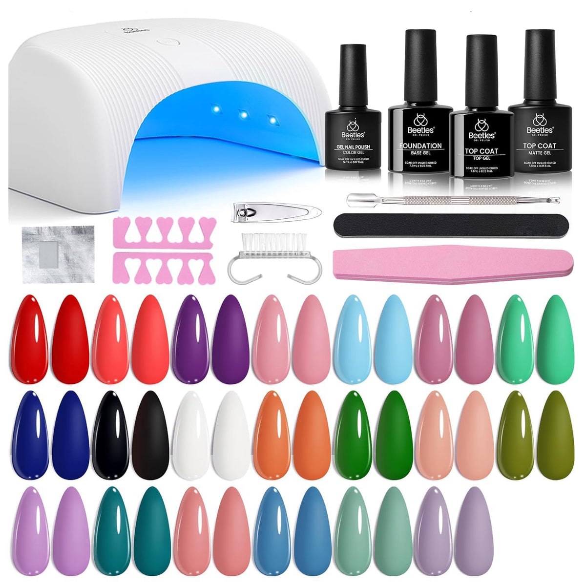 BEETLES Nail Gel Polish Kit with Uv Lamp & 20 Colors