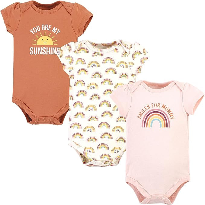 HUDSON BABY Baby Bodysuit Hudson 3PACK Pink Rainbow / Yellow & Green