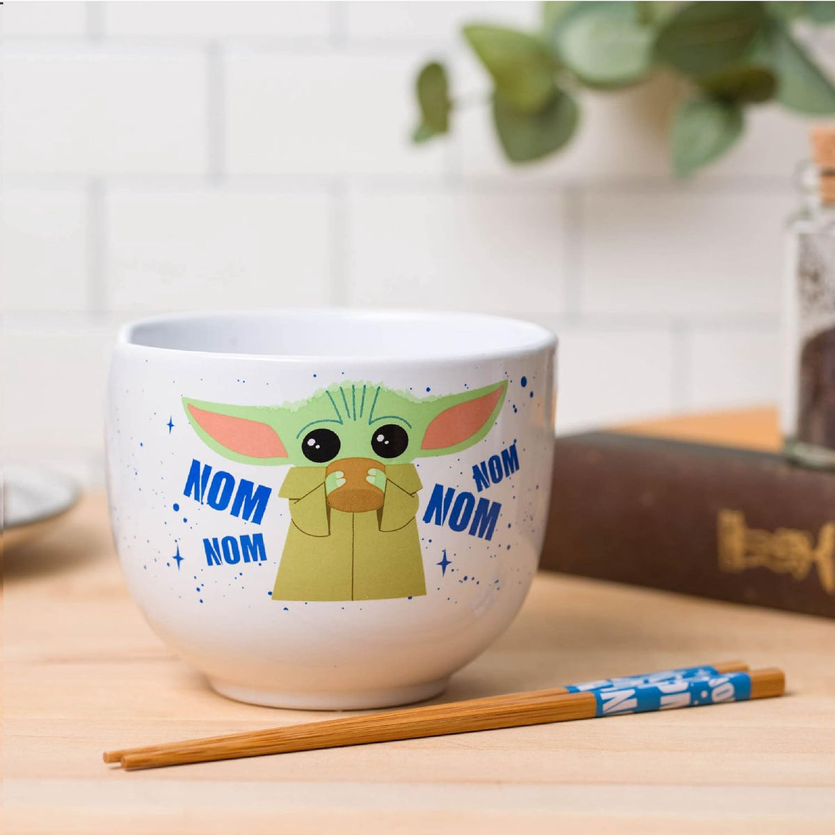 SILVER BUFFALO Ramen Bowl Star Wars Mandalorian Baby Yoda W/CHOPSTICK 20OZ