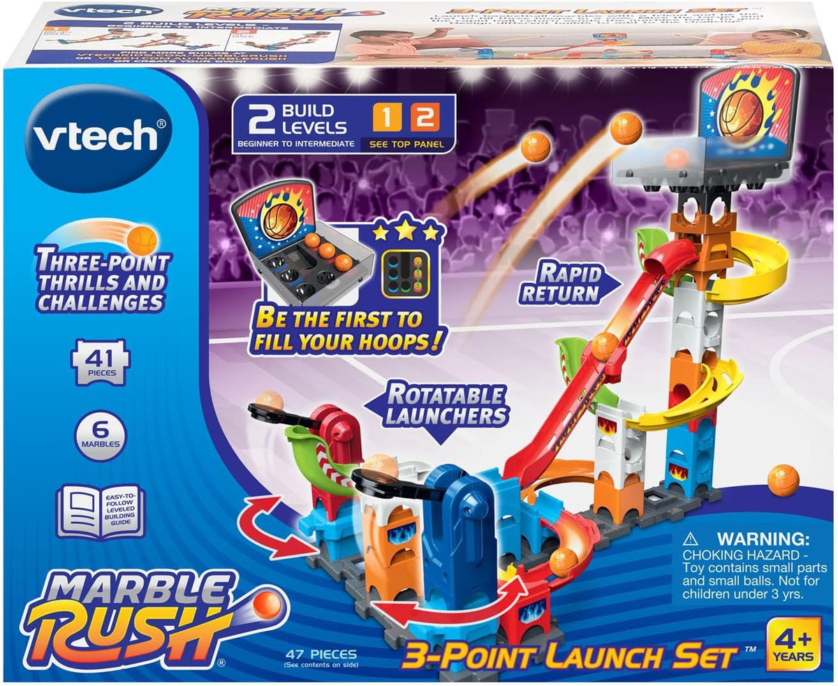 VTECH Toy Marble Rush 3-POINT Launch Set with Mini Basketball Hoop