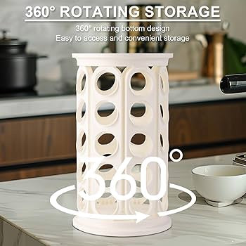 Coffee Pods Carousel Organizer 40 White Plastic