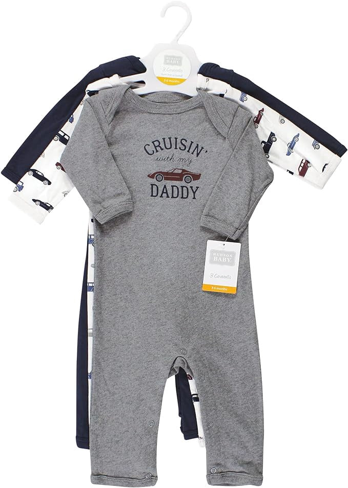HUDSON BABY Baby Bodysuit Hudson Coverall 3PC Grey Navy