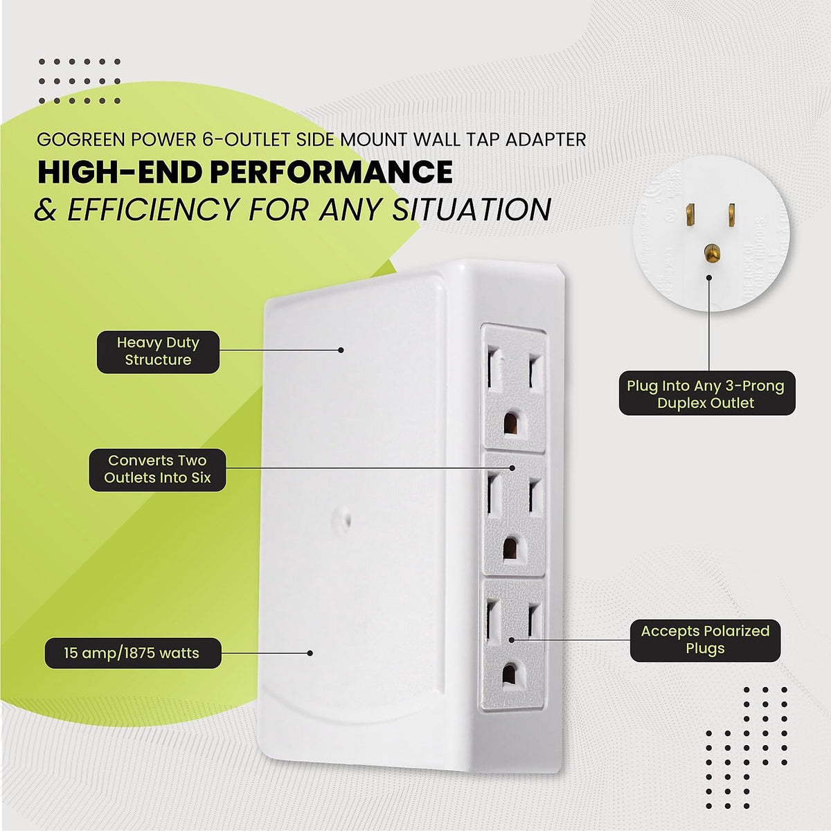 GO GREEN Adaptor 6 Outlet Gogreen GG-16000TSM Side Mount Wall Tap