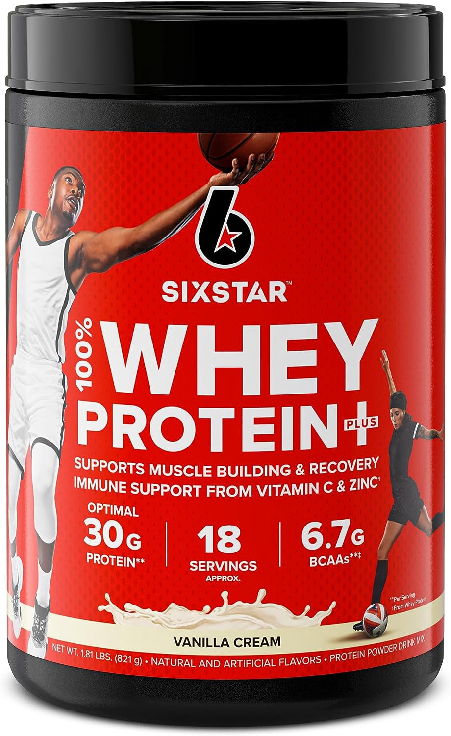 SIXSTAR Supplement Whey Protein Vanilla / Strawberry 1.8LB / Vanilla / Strawberry