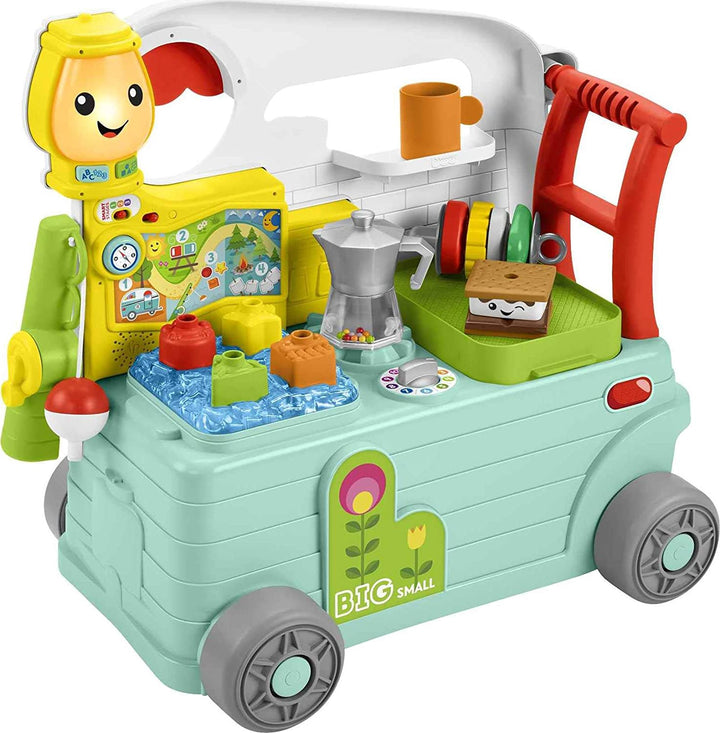 FISHER-PRICE Toy Camper, Walker, Activity Center Laugh & Learn 3-IN-1 ON-THE-GO Musical PUSH-ALONG