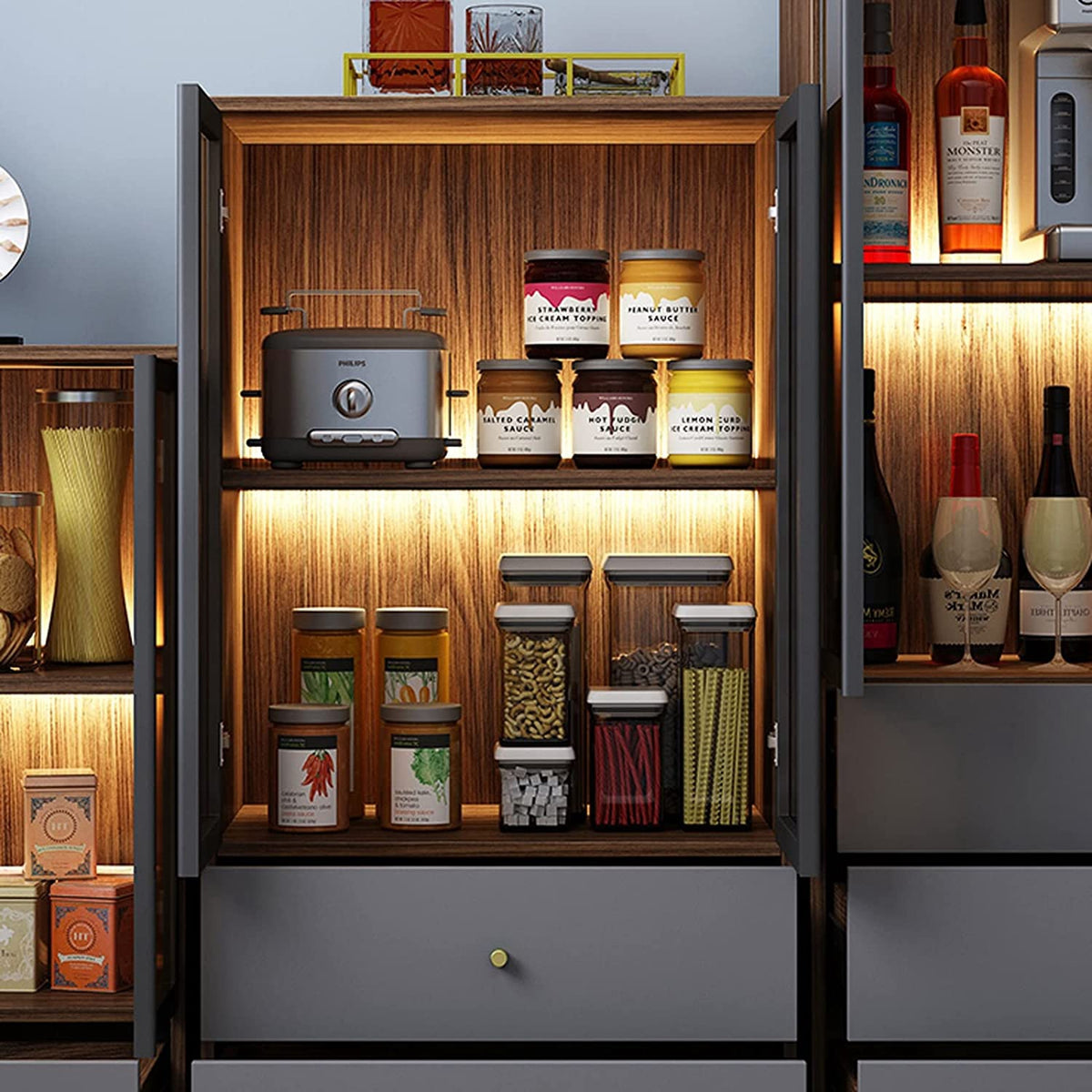 Wine Rack & Cabinet Cupboard 3-DRAW XS03