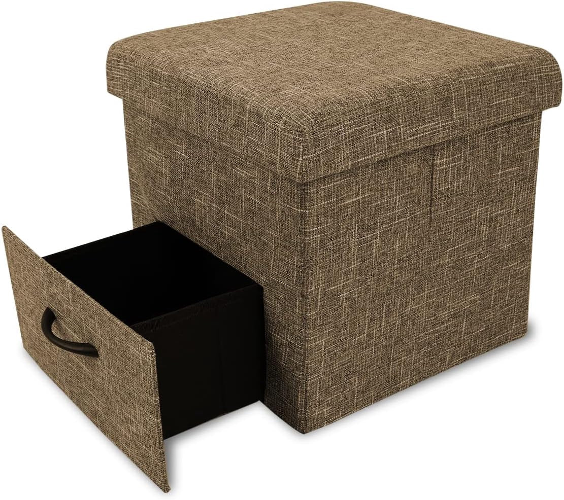 Ottoman Linen Storage 2PC Set W/DRAW Collapsible