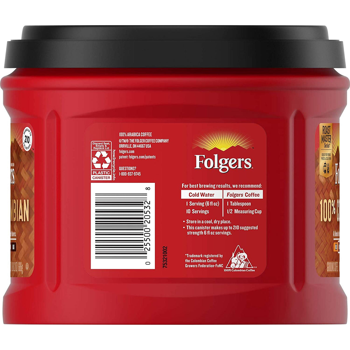 FOLGERS Coffee 100% Colombian Medium Ground 1LB 8.2OZ 686G