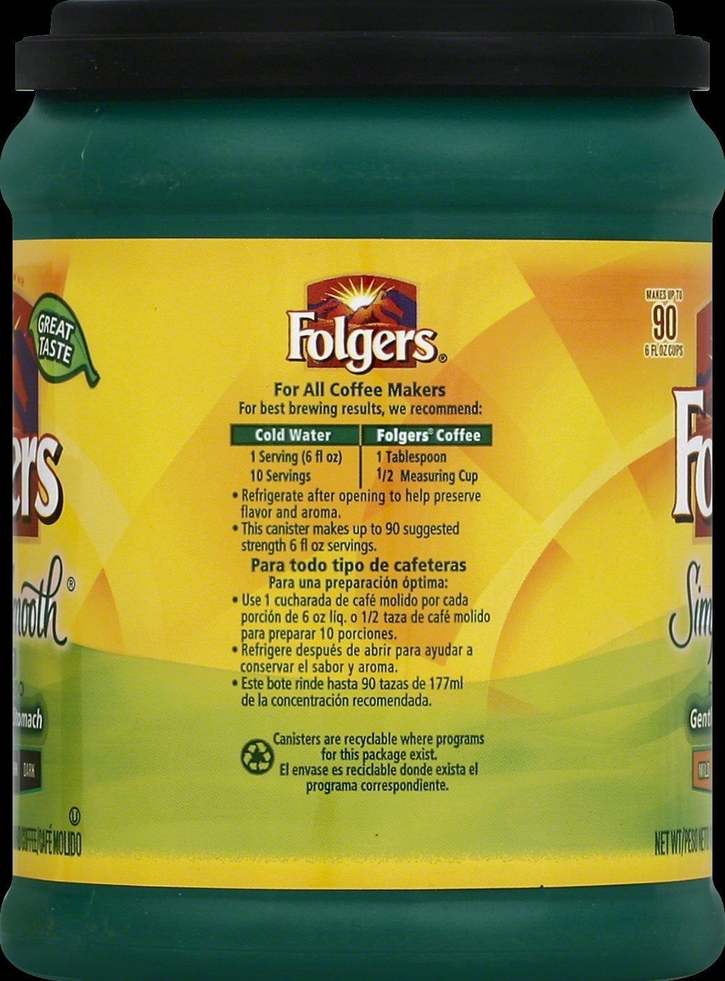 FOLGERS Coffee Simply Smooth Decaf Mild Ground 11.5OZ 326G