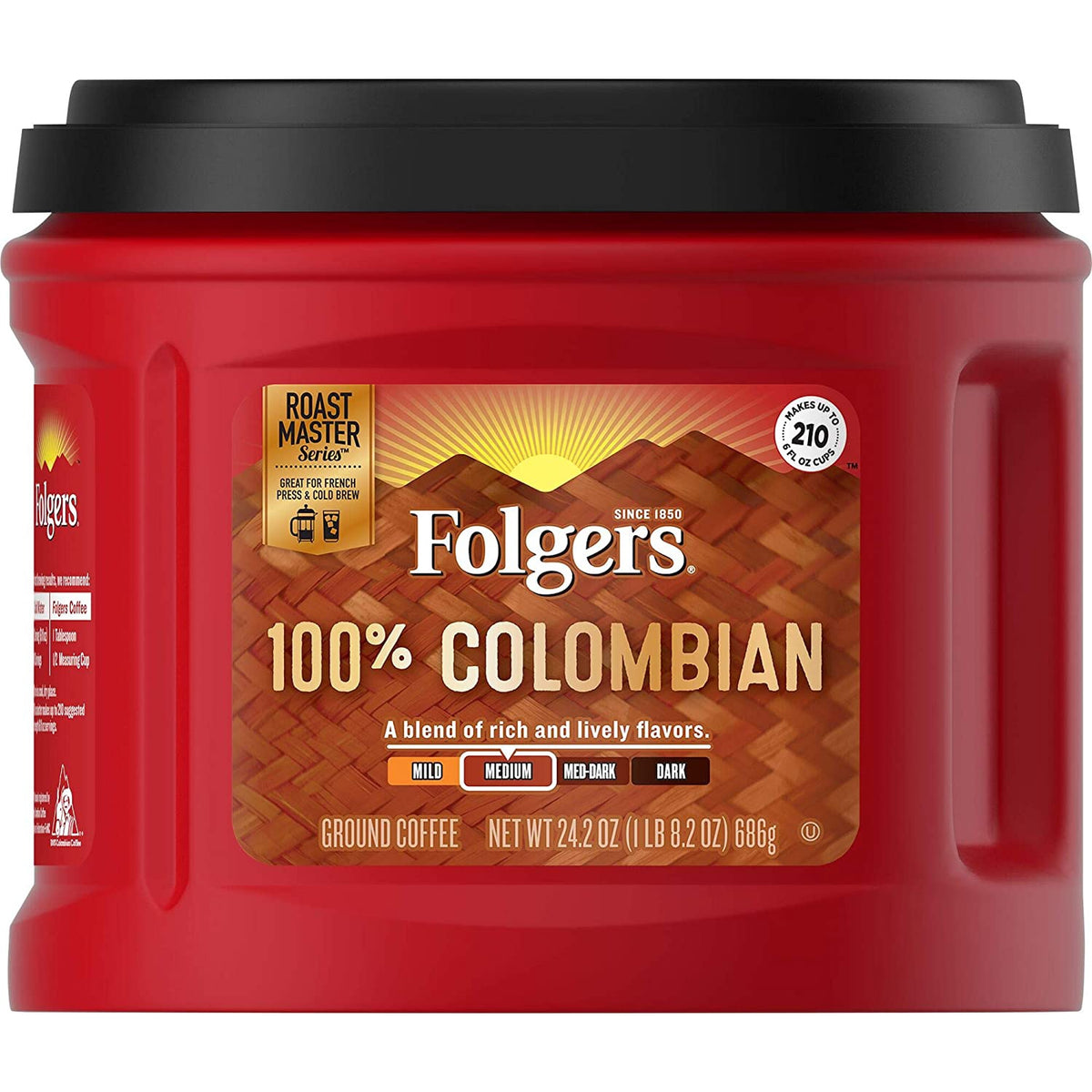 FOLGERS Coffee 100% Colombian Medium Ground 1LB 8.2OZ 686G