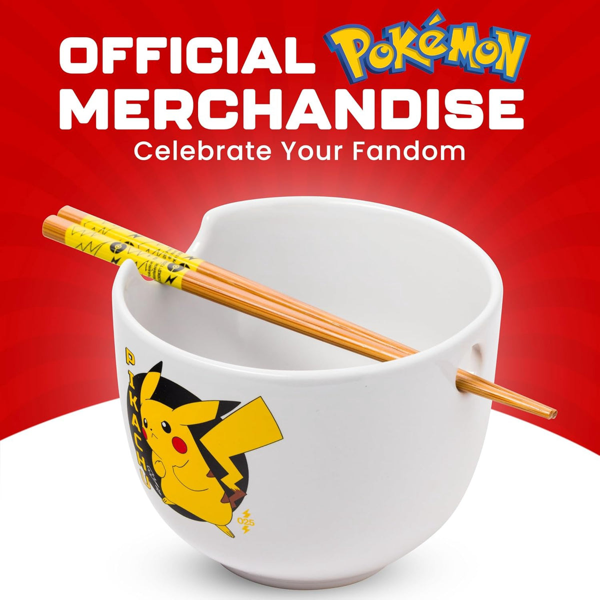 SILVER BUFFALO Ramen Bowl Pokemon Pikachu W/CHOPSTICK 20OP