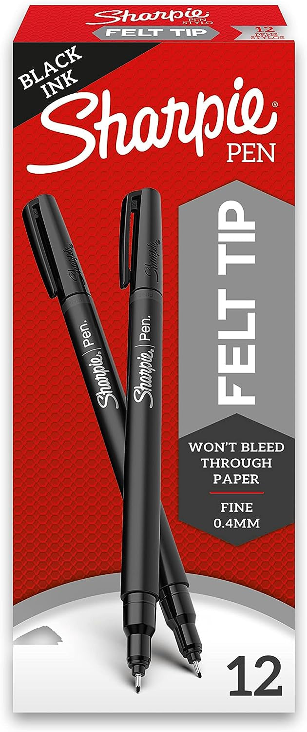 SHARPIE Stationery Pen Felt Tip Black 12PCS (Box)