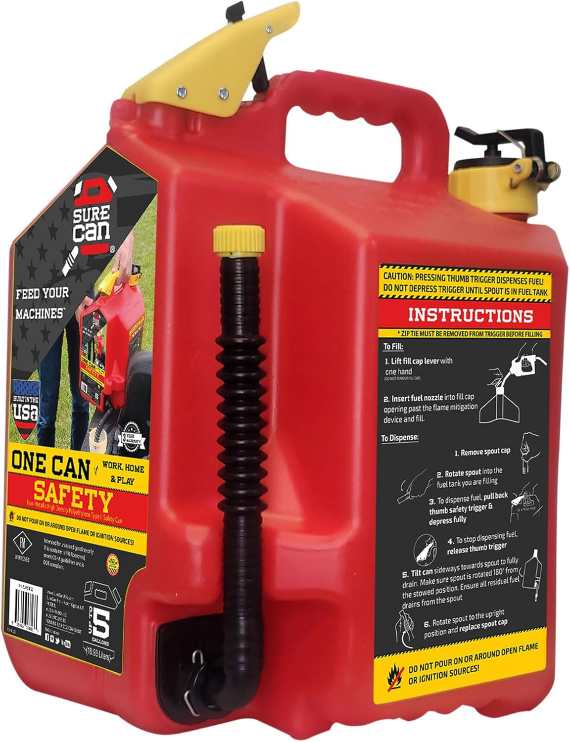 Jar Gasoline Red Surecan 20L 5.3GAL Jerry Can