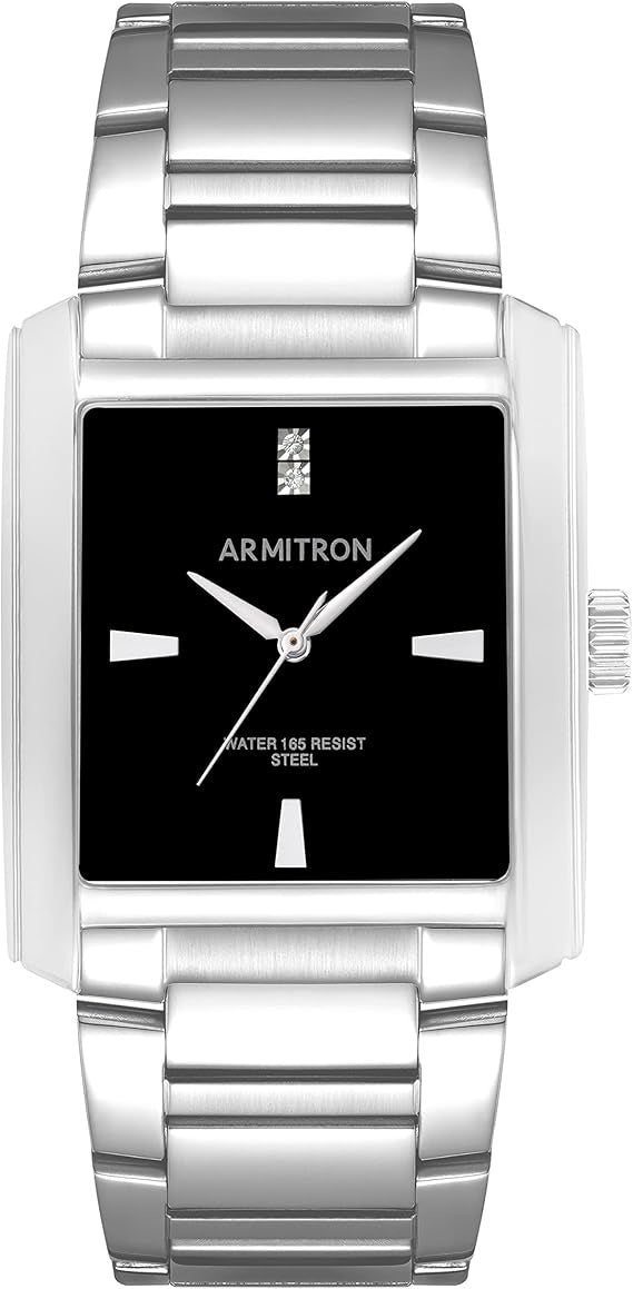 ARMITRON Watch Men Genuine Crystal Accented Bracelet 5493BKSVWM