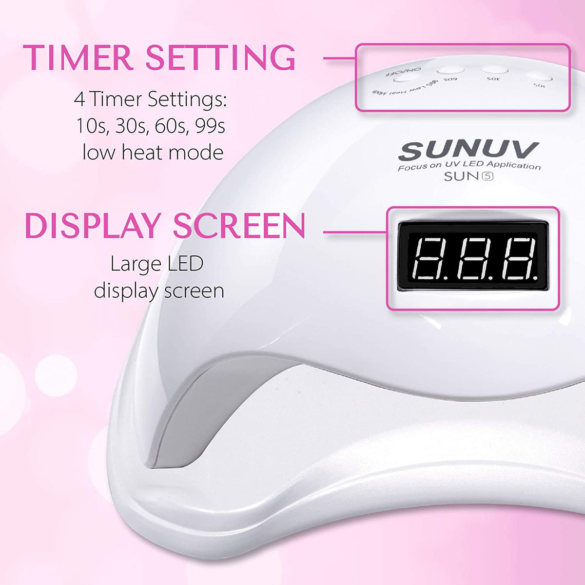 Nails Uv LED Lamp Sunuv Uv LED Nail Polish Dryer Gel Machine for Manicure and Pedicure with Sensor and 4 Timers 36W SUN5
