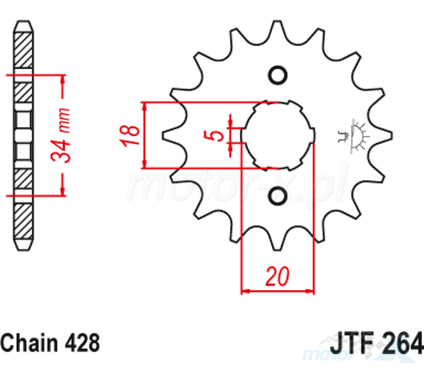 JT M/CYCLE Sprocket JTF264.14 Front CUB90 2241A-C25