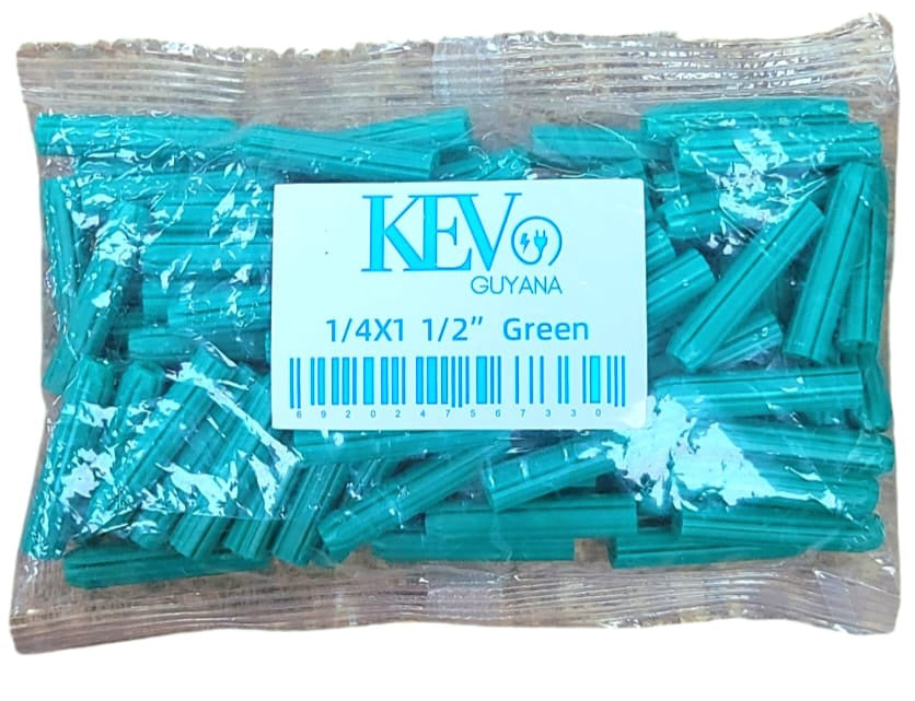 KEV Wall Plug Green 1 1/2" X 1/4" Pack