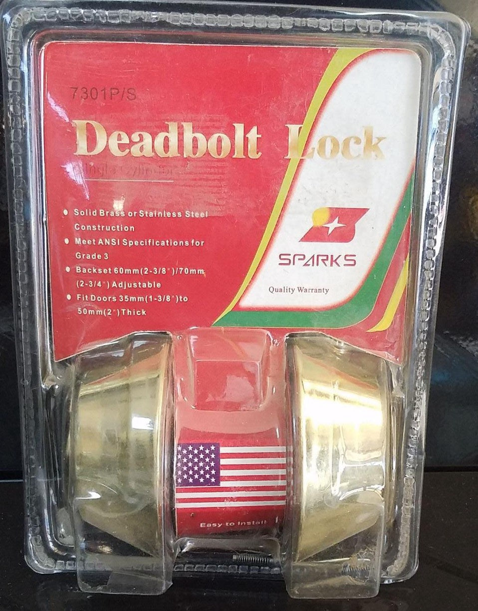 SPARKS Lock Deadbolt Double Gold 7301P/S