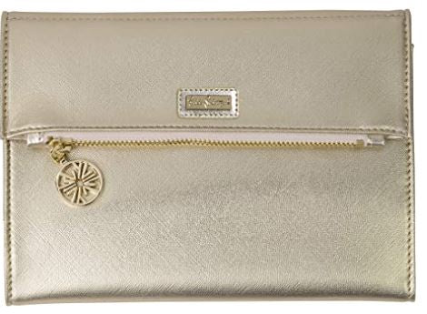 LILLY PULITZER Purse Clutch Wallet Vegan Leather Metallic Gold