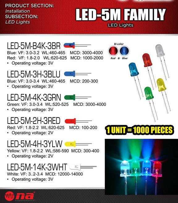 NIPPON AMERICA Bulb LED 5MM LED-5M-B4K-3BR Red & Blue Double Color