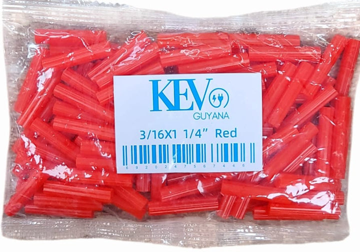KEV Wall Plug Red 1 1/4" X 3/16" Pack
