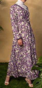 Dress Floral Chiffon Purple / Pink