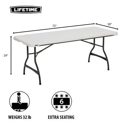 LIFETIME Plastic Table White Folding 6FT 80272 1210103