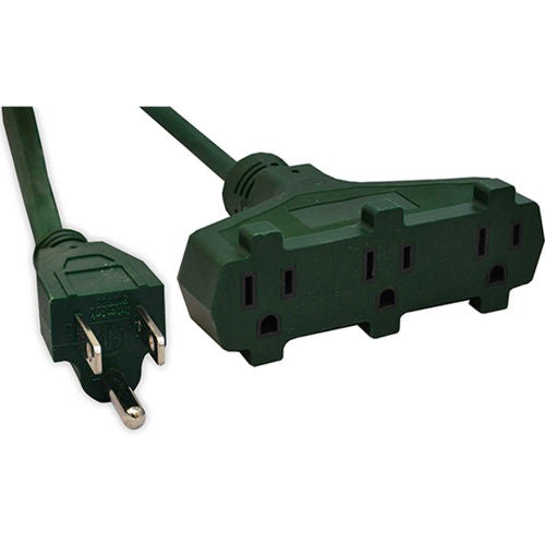 GO GREEN Extension Cord Outdoor 8' Gogreen GG-15008GN 3 Outlet 16G