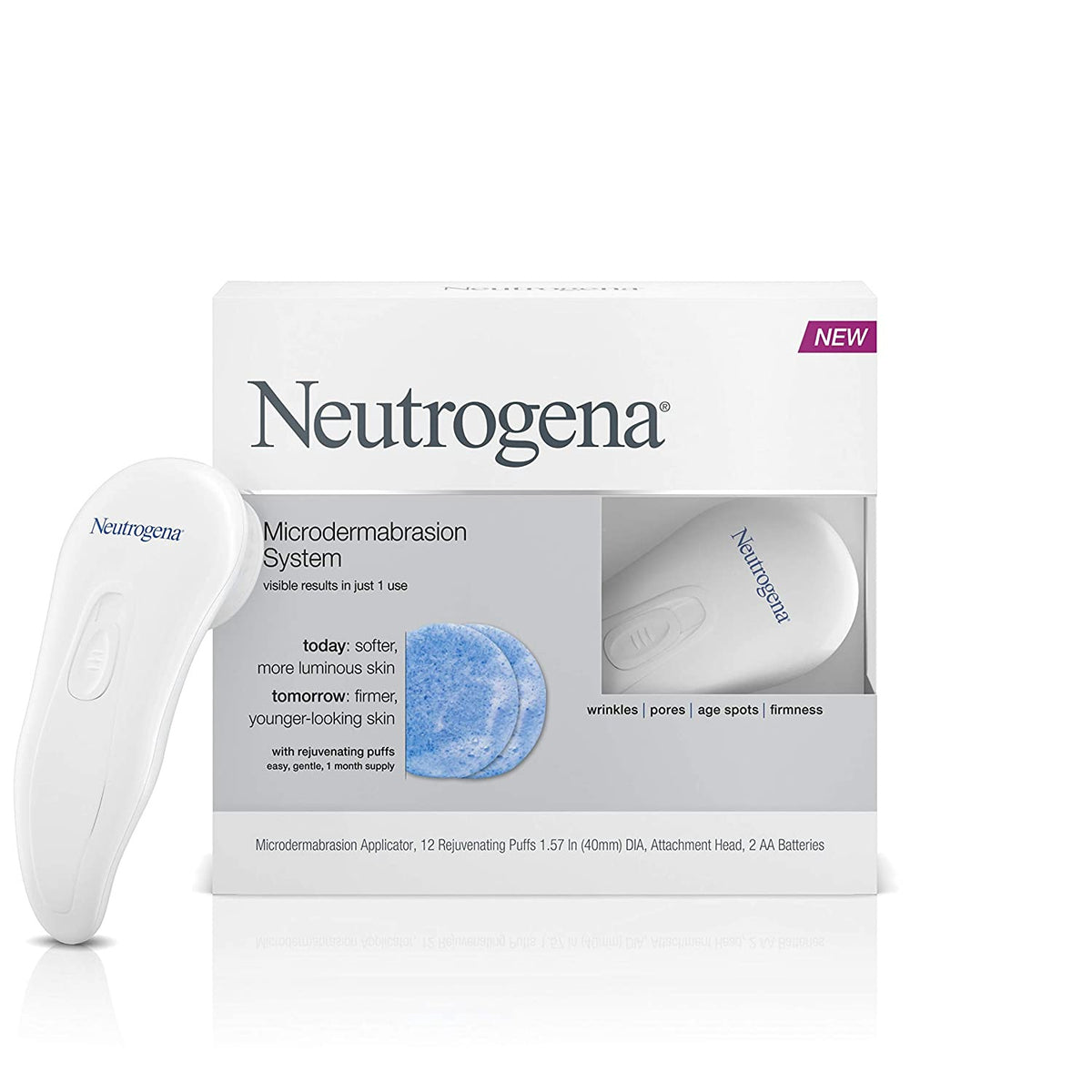 NEUTROGENA Microdermabrasion Starter Kit – At Home Microdermabrasion Machine - Skin Exfoliator with Glycerin - Skin Firming, Pore Minimizer, Age Spot Remover- 1 Month Supply, 1 Ct