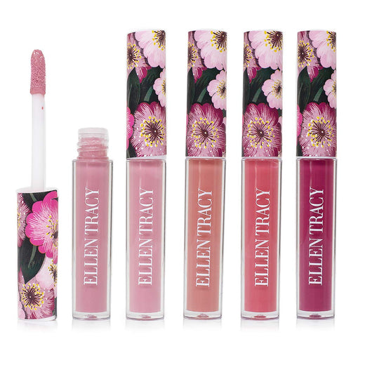 ELLEN TRACY Makeup Lip Gloss Flawless Collection 4 Piece Gift Set Rosy Nudes Women and Girls