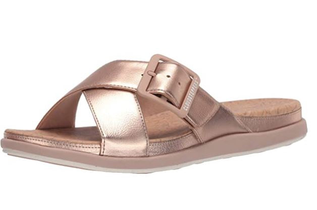 CLARKS Footwear Women's Step June Shell Sandal Rose Gold Synthetic