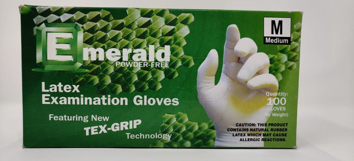 EMERALD Gloves Latex Medium 100PCS Pack TEX-GRIP