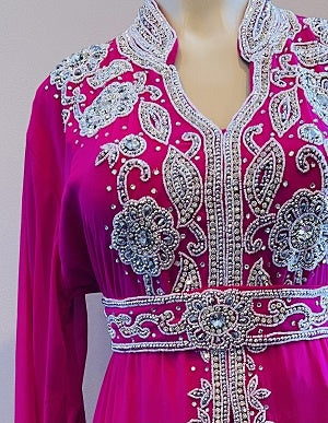 GENERIC Gown Beaded Pink with Silver Stones and Band