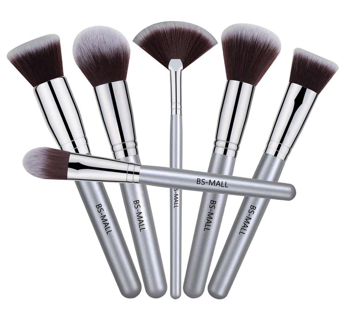 BS-MALL Makeup Brushes 12 Pcs Set Premium Synthetic Silver Foundation Blending Blush Face - Powder Brush Kit