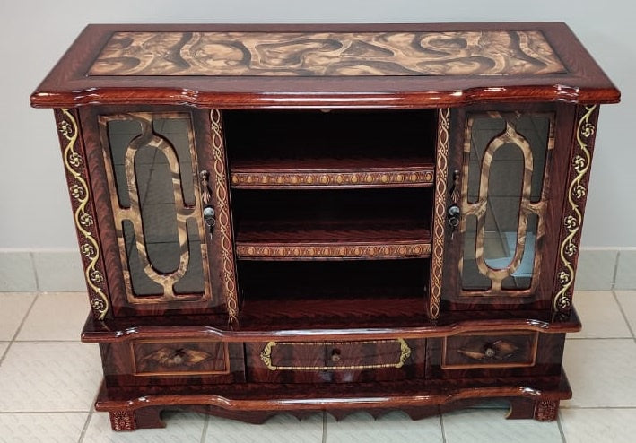 TV Stand Wood with Glass Cupboard 615