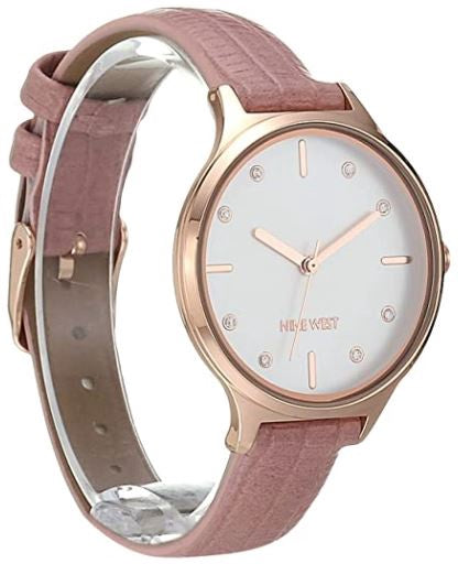 NINE WEST Watch Women's Crystal Accented Patterned Strap Blush 2556RGPK
