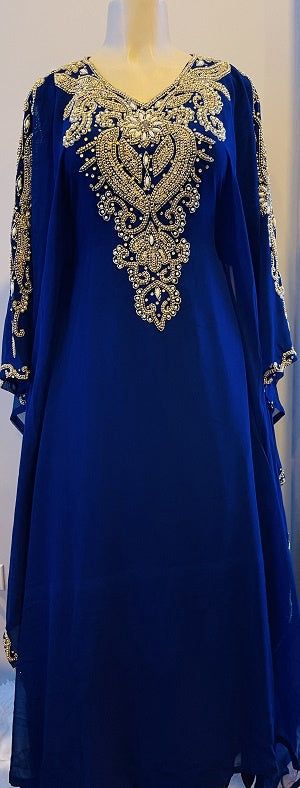 GENERIC Gown Beaded Navy Gold and Pearl Bead Inner Waist Tie