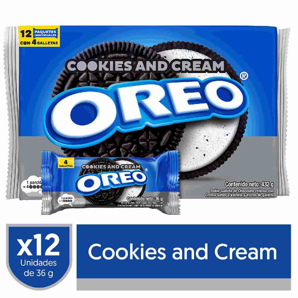 NABISCO Oreo Cookies and Cream Cookies 12PACK of 4-COOKIES Per Pack 432G 15.32OZ