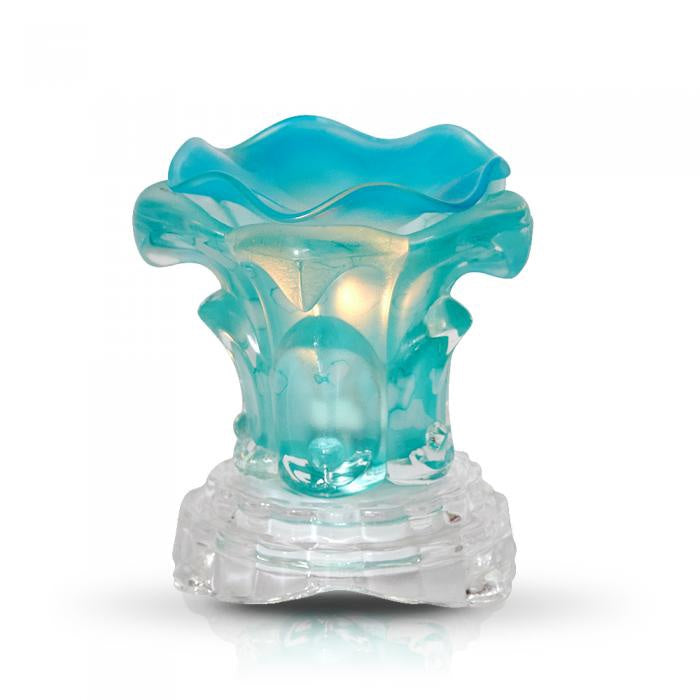 AROMAR Oil and Wax Aromatic Lamp Warmer Glass Rose Blue 7711