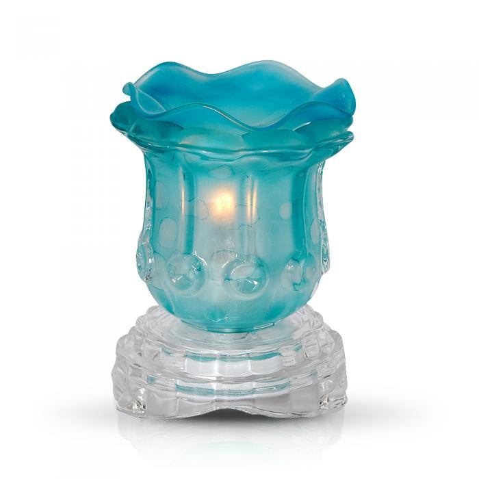 AROMAR Oil and Wax Aromatic Lamp Warmer Glass Tulip Blue 7721