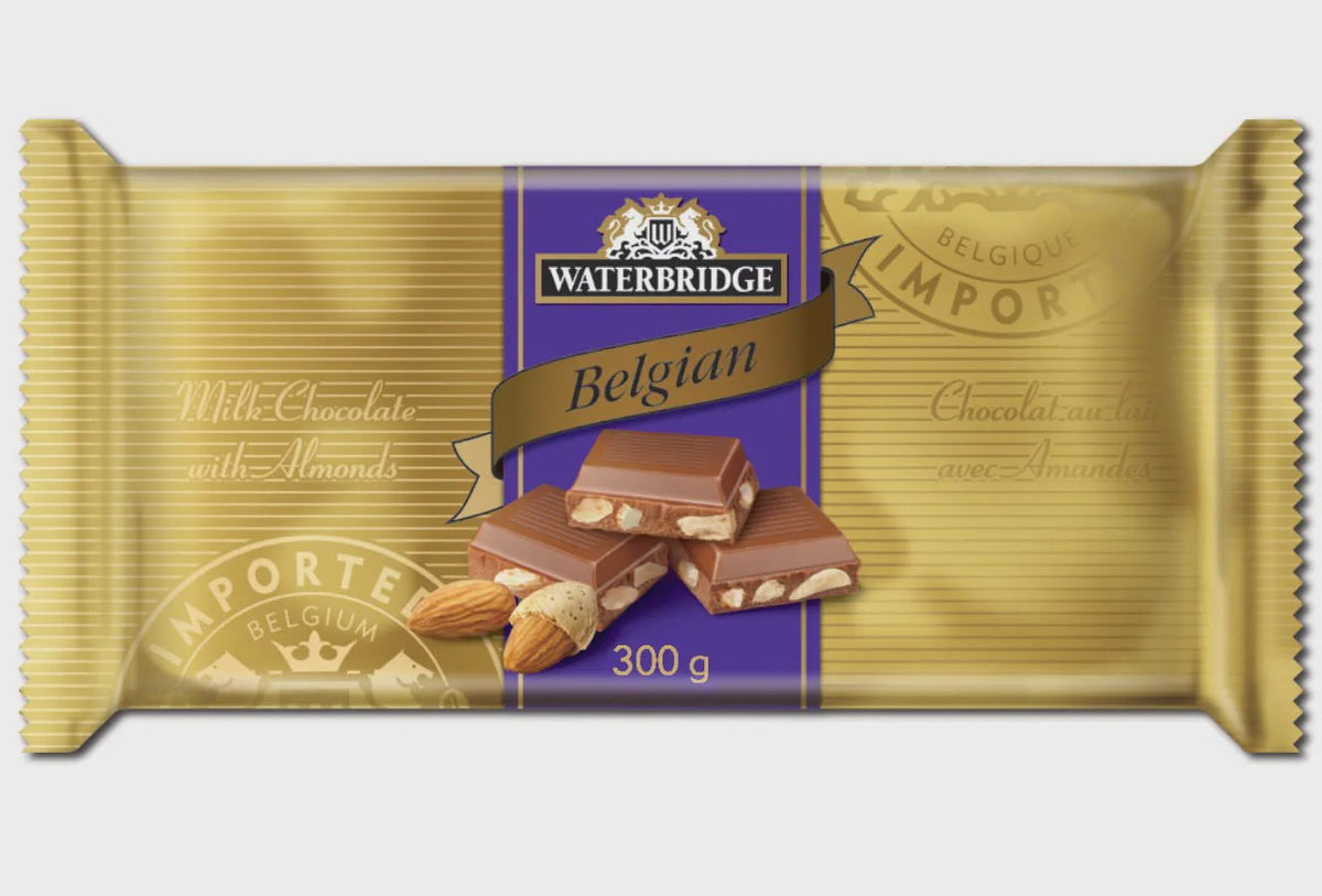WATERBRIDGE Belgian Milk Chocolate with Almonds 300G