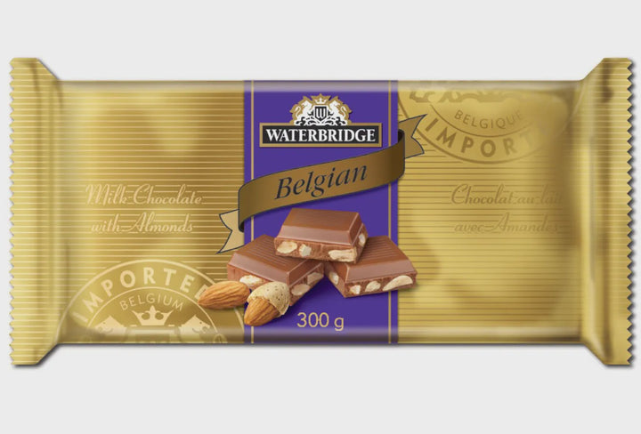 WATERBRIDGE Belgian Milk Chocolate with Almonds 300G