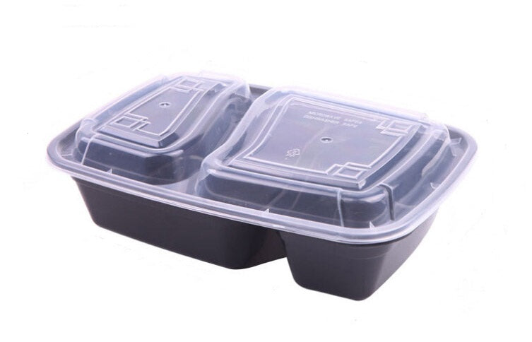 XUELI Food Bowl Black with Lid 9828 2 Compartment
