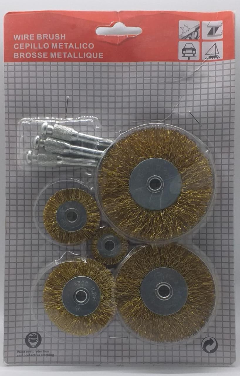 Wire Brush Flat Wheel Set 5PCS Brass Bristle