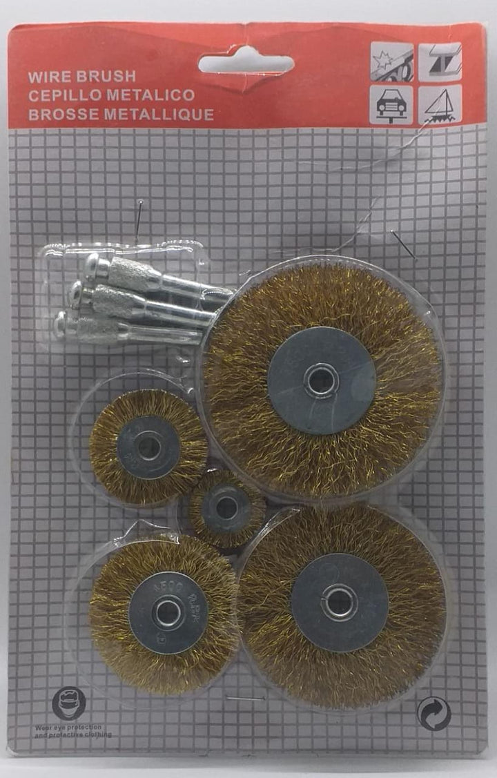 Wire Brush Flat Wheel Set 5PCS Brass Bristle