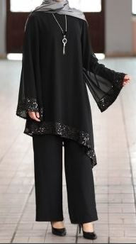 Pants Suit Evening Black Plus Size