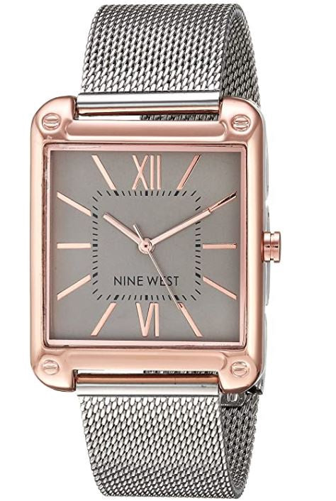 NINE WEST Watch Women Rose GOLD-TONE and SILVER-TONE Mesh Bracelet 2091RGSB