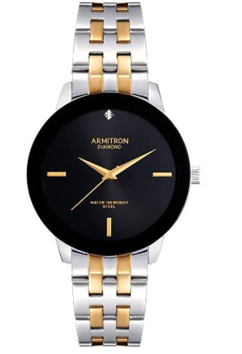 ARMITRON Watch Men's Two Tone Diamond Accent Black Face 5402BKTT