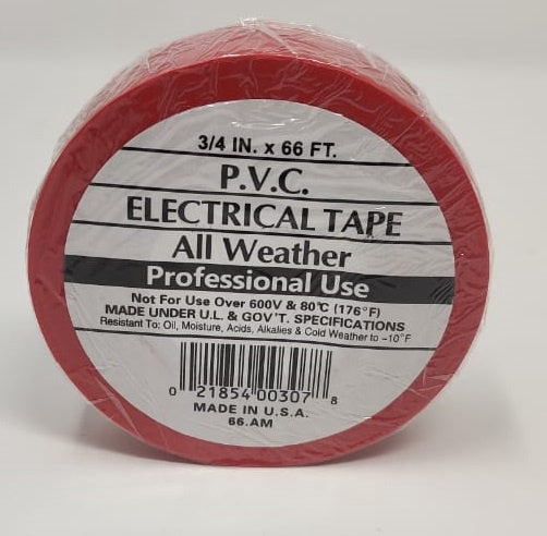 Insulation Tape PVC All Weather Red 3/4" 66FT
